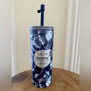 Asobu Superb Sippy Vacuum Insulated Tumbler. 20 OZ/600 ML. Blue/black & white